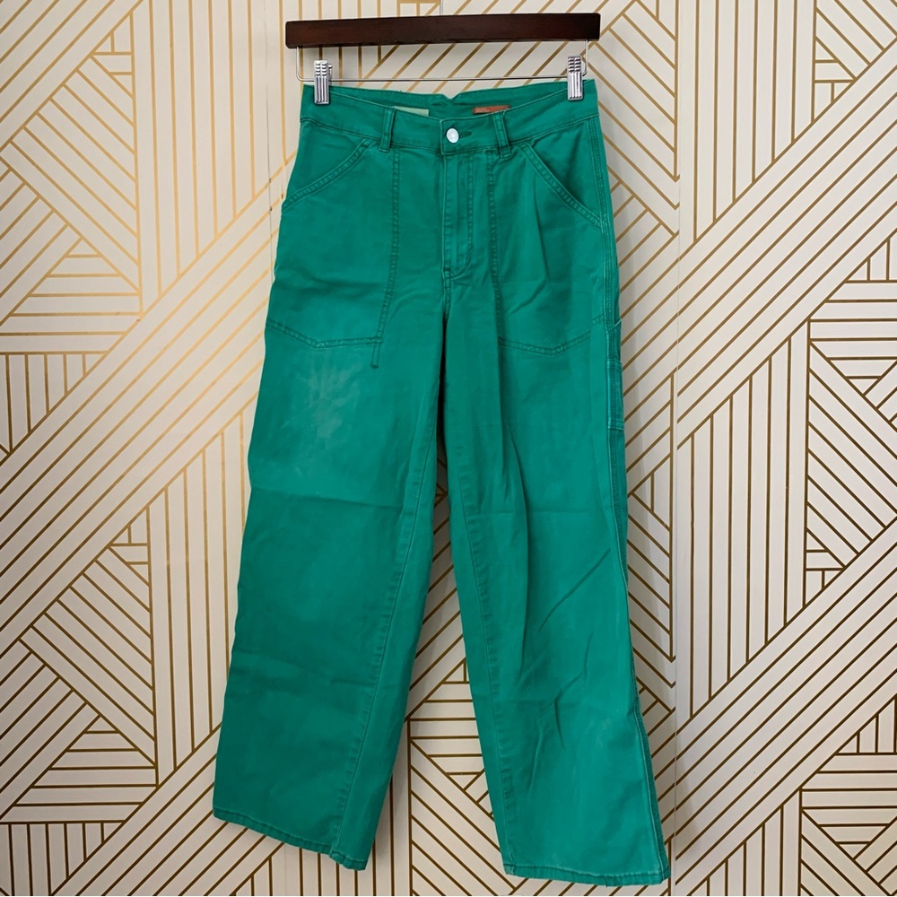 Anthropologie The Wanderer seafoam mint teal relaxed fit cargo style pant 25